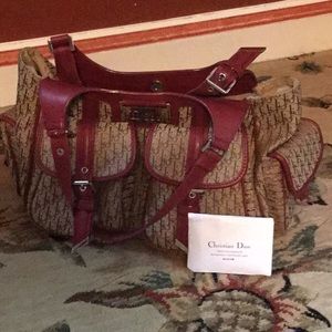 Authentic Christian Dior canvas and leather bag